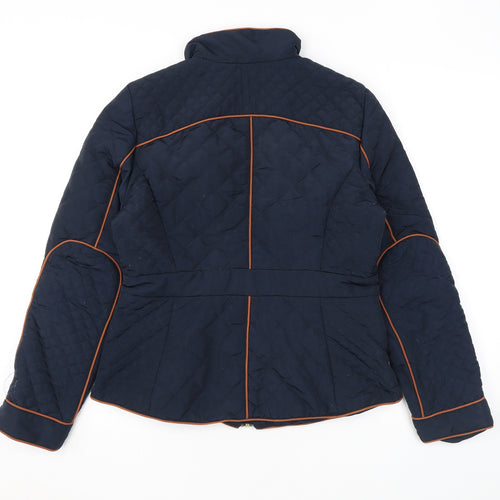 H&M Womens Blue Quilted Coat Size 12 Zip