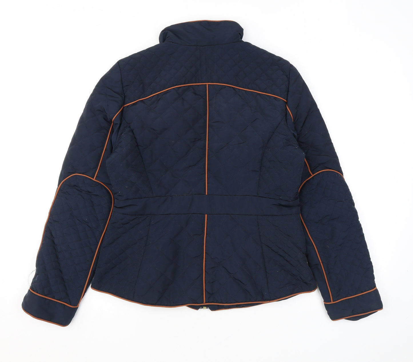 H&M Womens Blue Quilted Coat Size 12 Zip