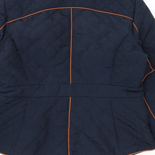 H&M Womens Blue Quilted Coat Size 12 Zip
