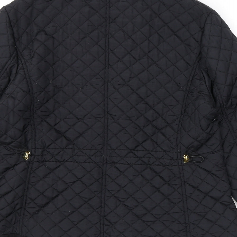 Hobbs Womens Black Quilted Coat Size 12 Zip
