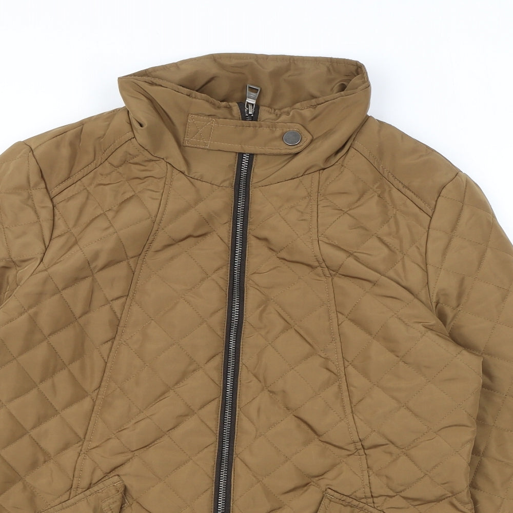 NEXT Womens Brown Quilted Coat Size 12 Zip