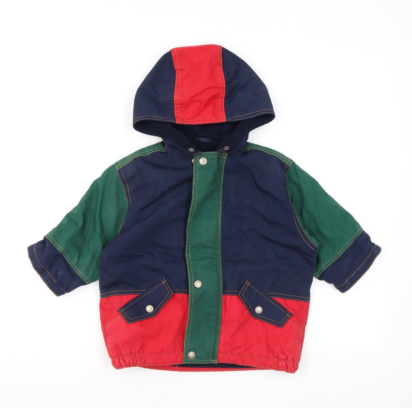 Marks and Spencer Boys Multicoloured Colourblock Rain Coat Jacket Size 12-18 Months Zip