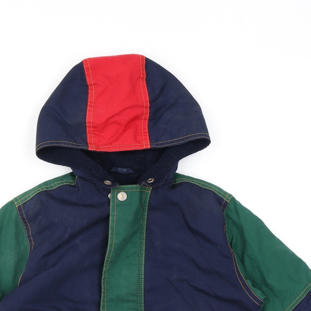 Marks and Spencer Boys Multicoloured Colourblock Rain Coat Jacket Size 12-18 Months Zip