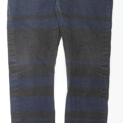 H&M Mens Black Striped Cotton Skinny Jeans Size 31 in L32 in Regular Zip