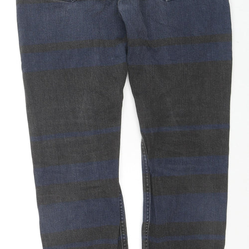 H&M Mens Black Striped Cotton Skinny Jeans Size 31 in L32 in Regular Zip