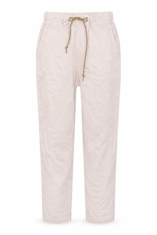 Front view of Betterose women’s pink cotton trousers, size UK 4, 27-inch leg regular drawstring - label, size UK 0