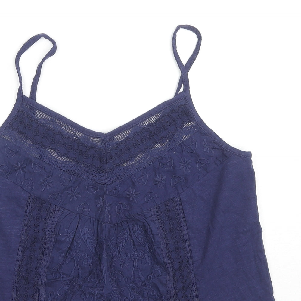 NEXT Womens Blue Cotton Camisole T-Shirt Size 8 V-Neck