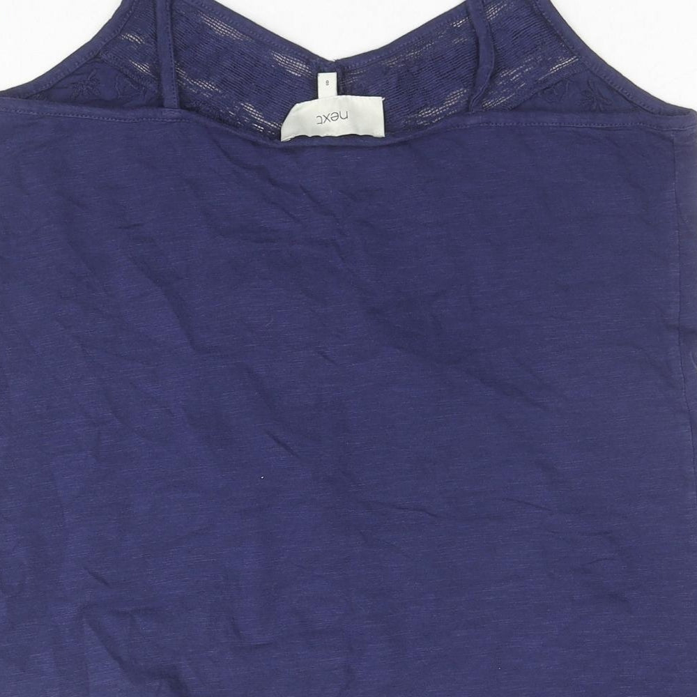 NEXT Womens Blue Cotton Camisole T-Shirt Size 8 V-Neck
