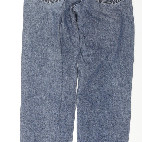 Easy Womens Blue Cotton Straight Jeans Size 32 in L34 in Regular Zip