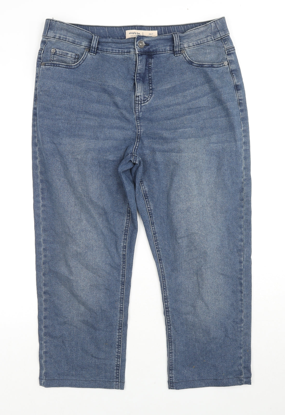 Simply Be Womens Blue Cotton Straight Jeans Size 18 L24 in Regular Zip