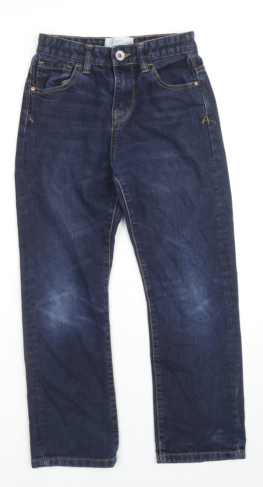 Matalan Boys Blue Cotton Straight Jeans Size 9 Years L20 in Regular Zip