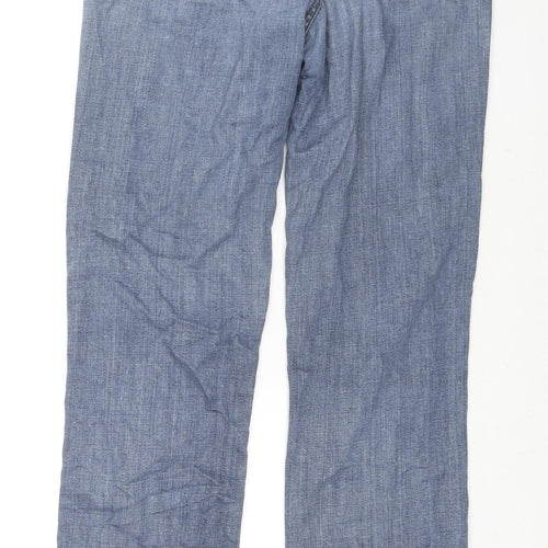 MUSTO Womens Blue Cotton Straight Jeans Size 10 L29 in Regular Zip