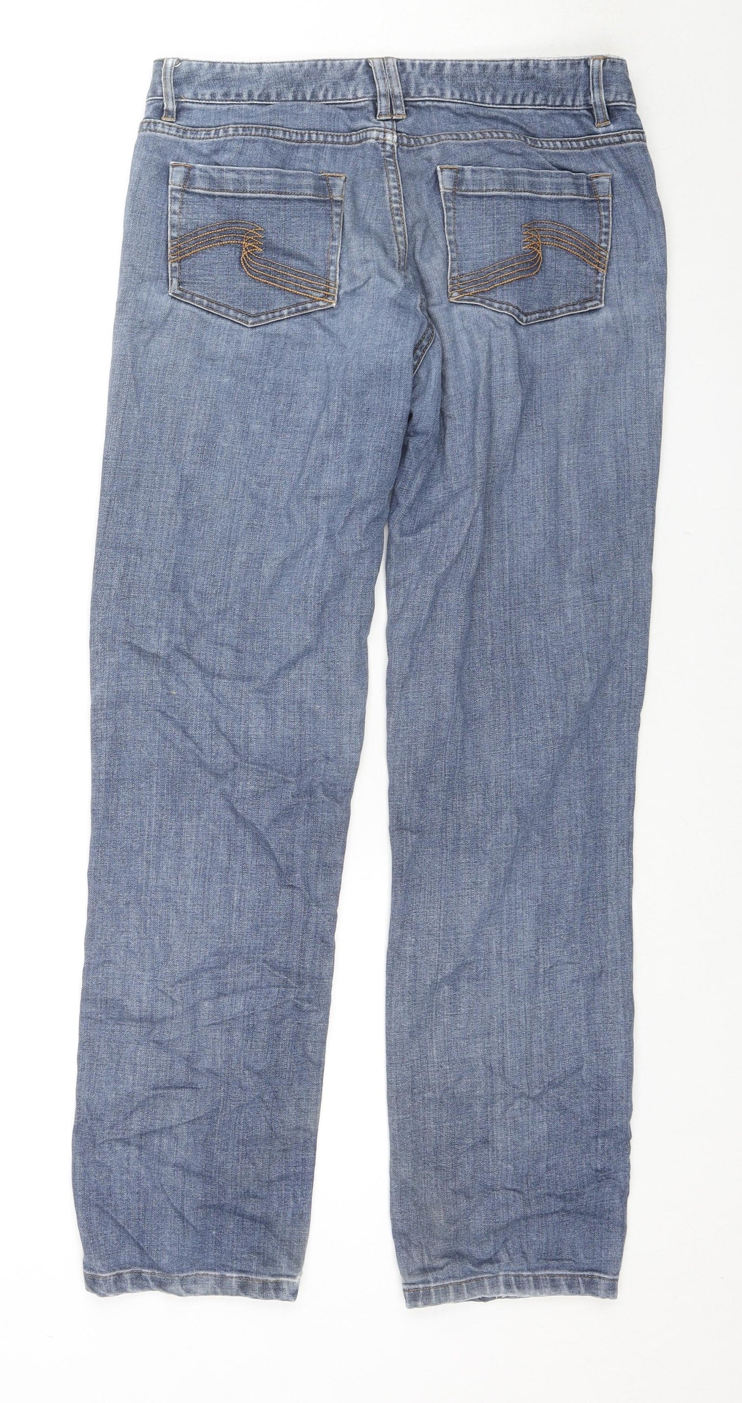 MUSTO Womens Blue Cotton Straight Jeans Size 10 L29 in Regular Zip