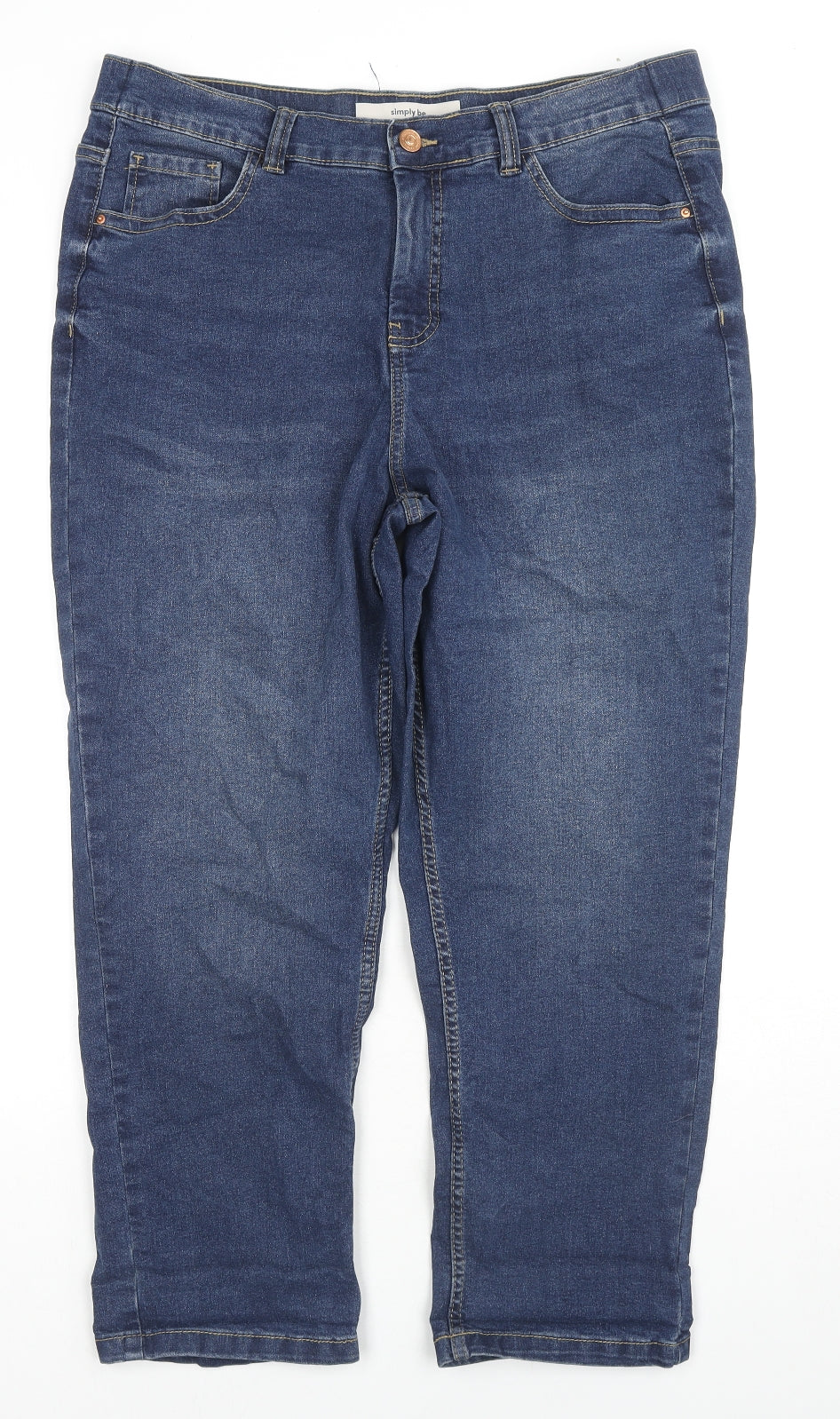 Simply Be Womens Blue Cotton Straight Jeans Size 18 L25 in Regular Zip
