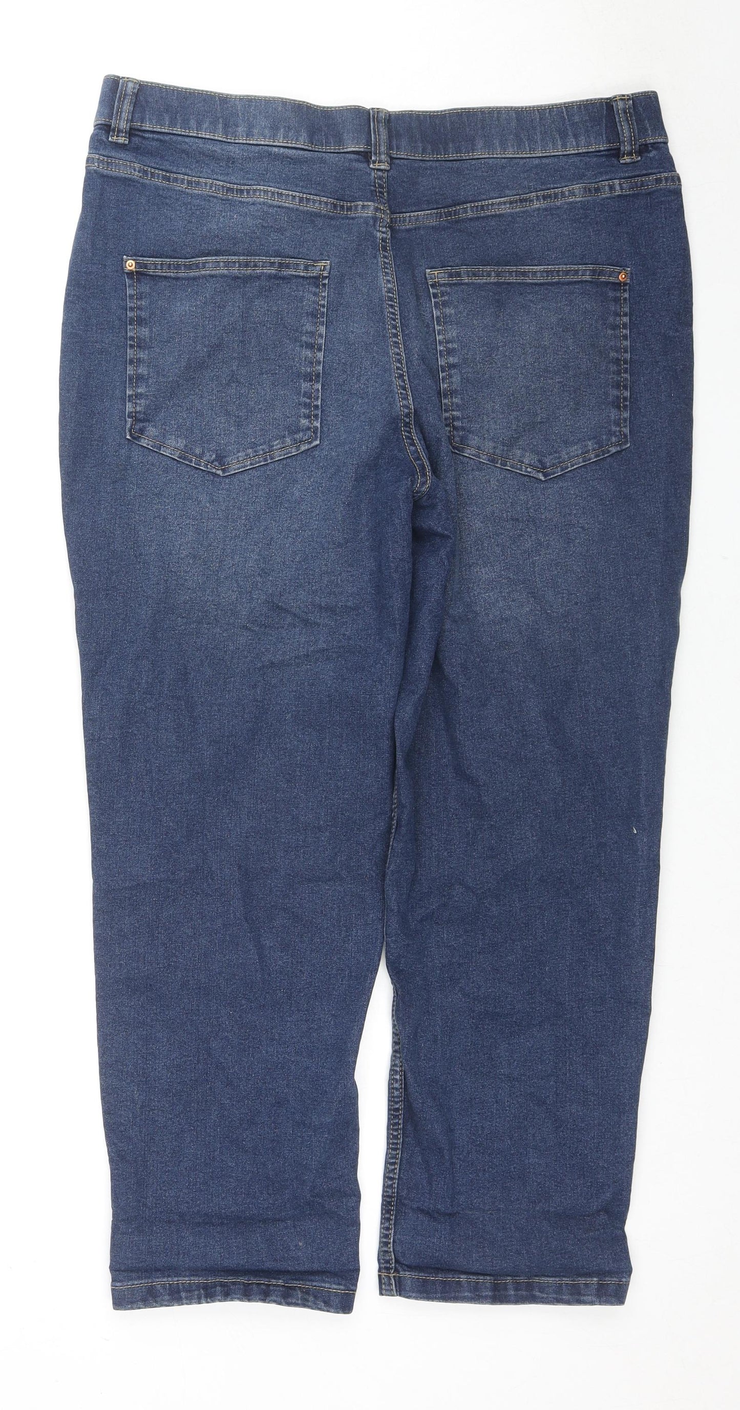 Simply Be Womens Blue Cotton Straight Jeans Size 18 L25 in Regular Zip