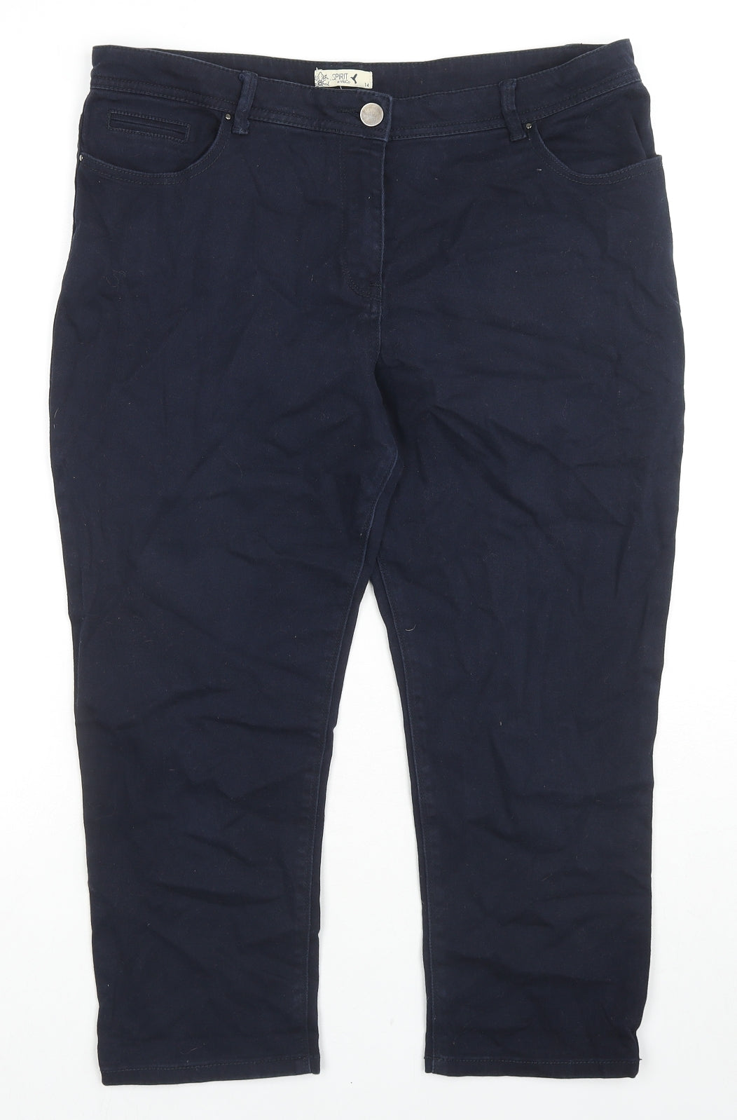 M&Co Womens Blue Cotton Skinny Jeans Size 14 L21 in Regular Zip