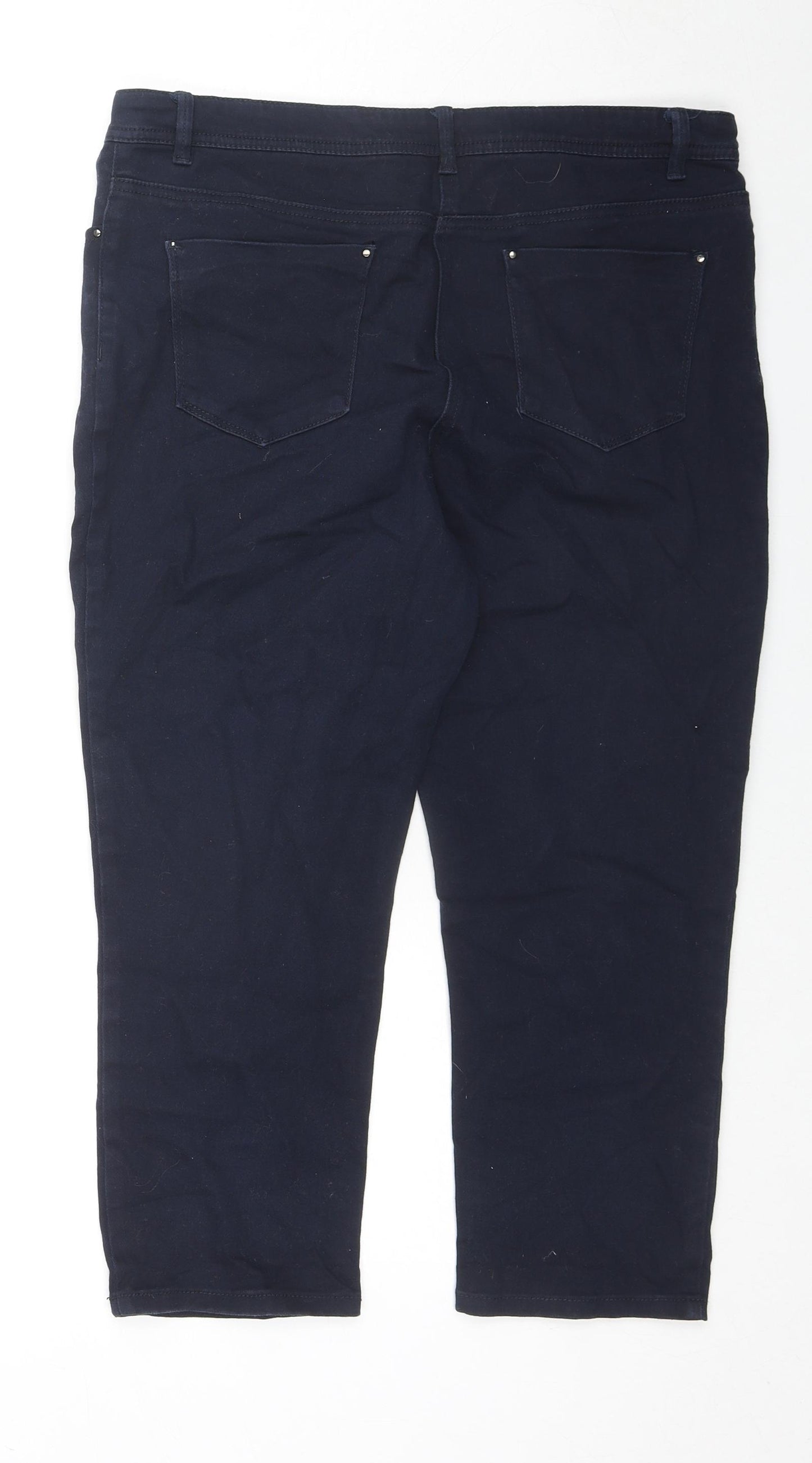 M&Co Womens Blue Cotton Skinny Jeans Size 14 L21 in Regular Zip