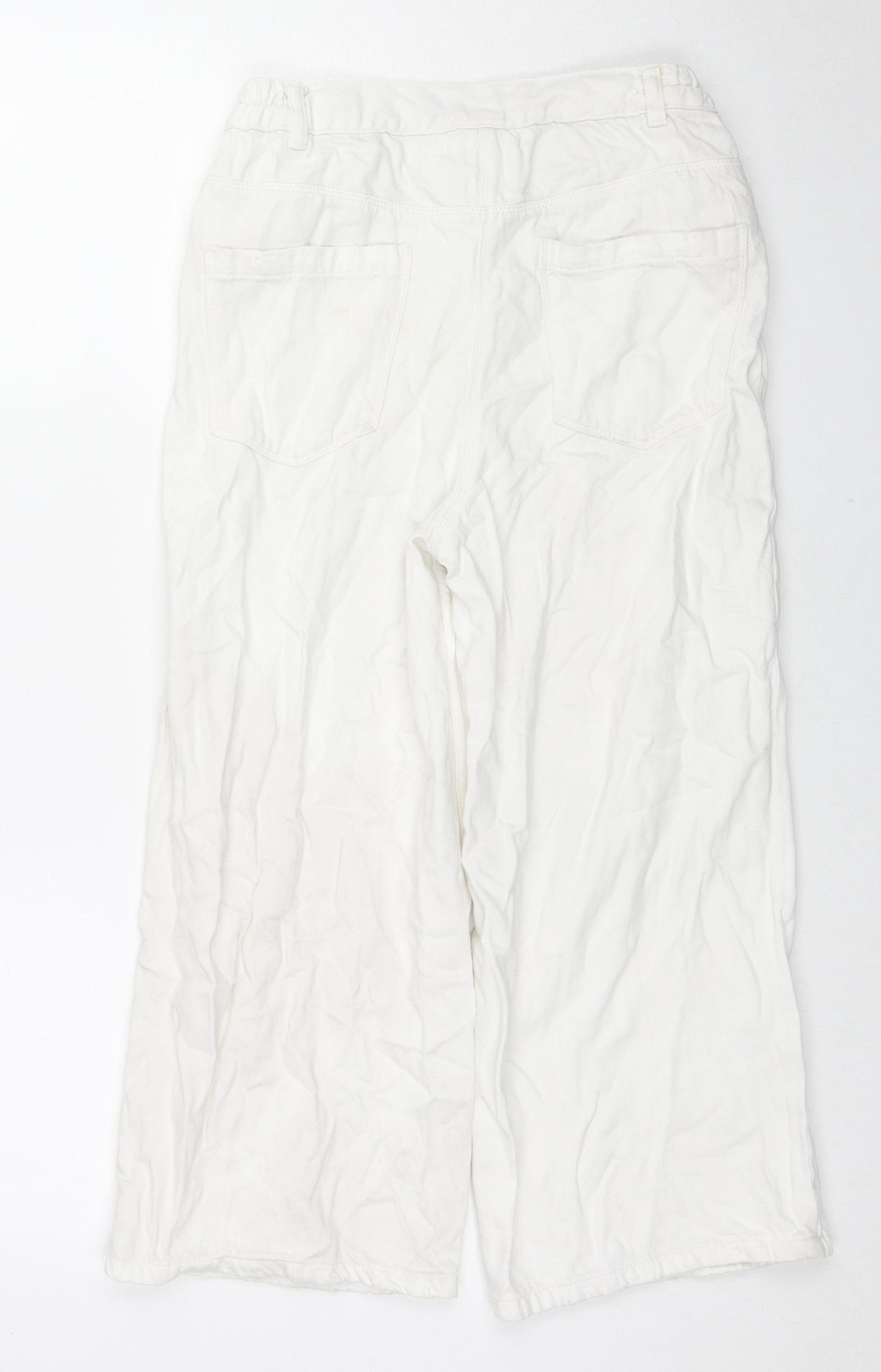 NEXT Girls White Cotton Bootcut Jeans Size 11 Years L21 in Regular Zip
