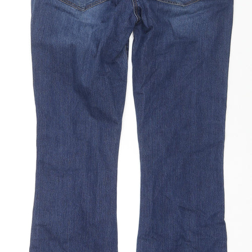 Jasper Conran Womens Blue Cotton Flared Jeans Size 14 L32 in Regular Zip