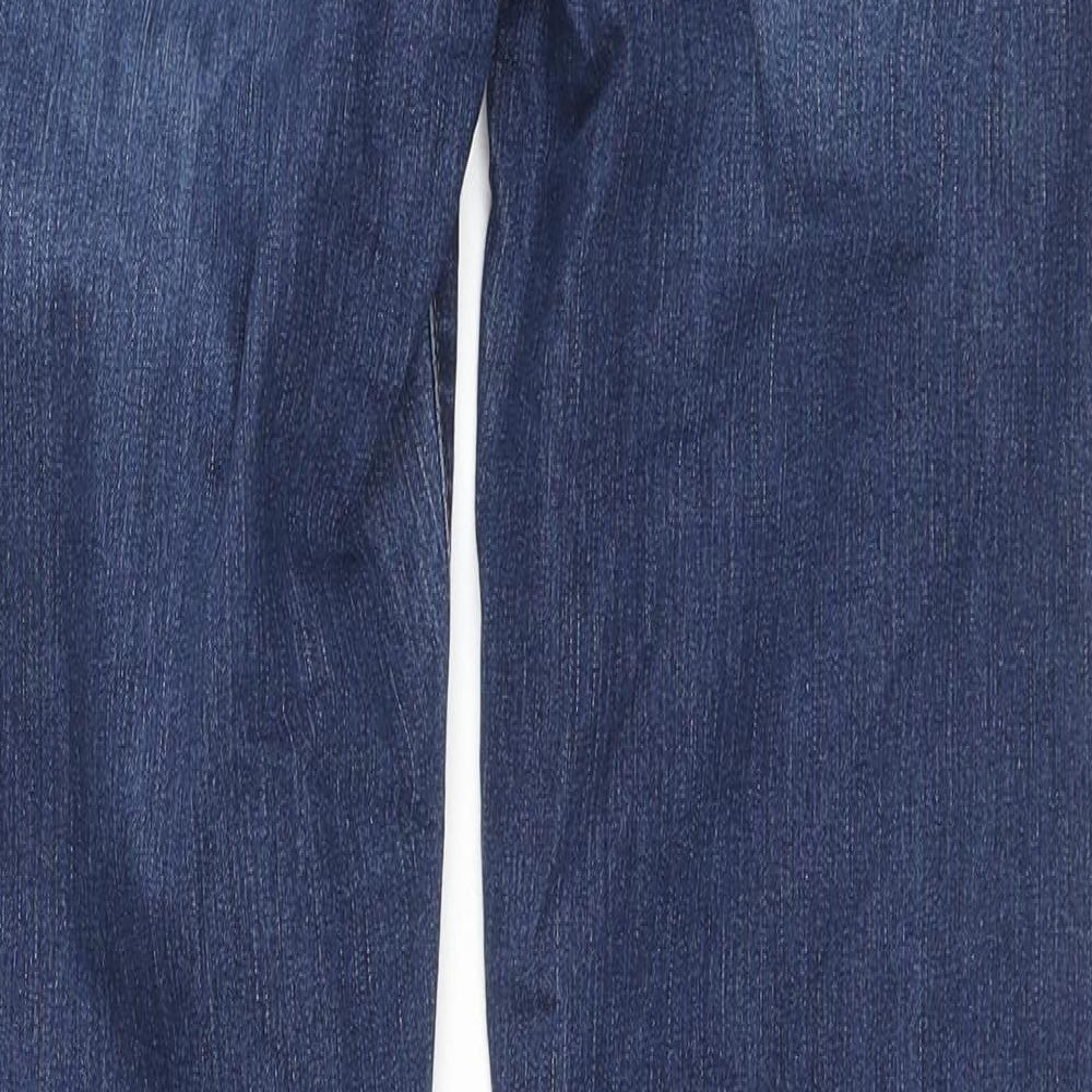 Jasper Conran Womens Blue Cotton Flared Jeans Size 14 L32 in Regular Zip