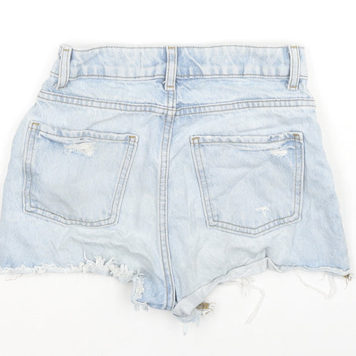 Denim & Co. Womens Blue Cotton Hot Pants Shorts Size 4 L3 in Regular Zip