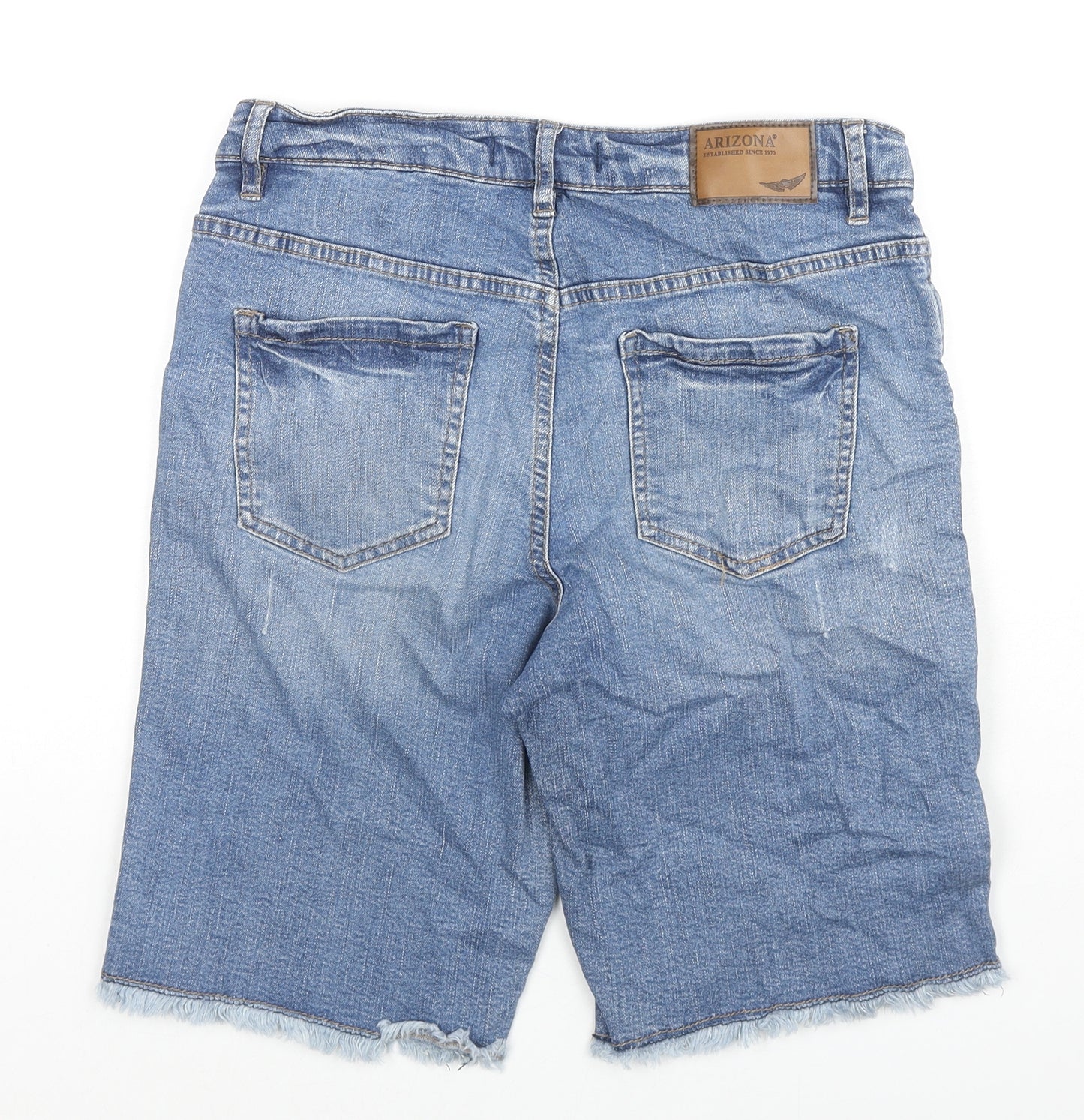 AriZona Womens Blue Cotton Boyfriend Shorts Size 14 L9 in Regular Zip