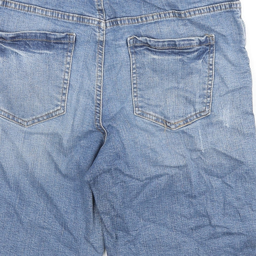 AriZona Womens Blue Cotton Boyfriend Shorts Size 14 L9 in Regular Zip