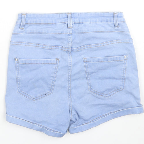 New Look Womens Blue Cotton Hot Pants Shorts Size 8 L3 in Regular Zip