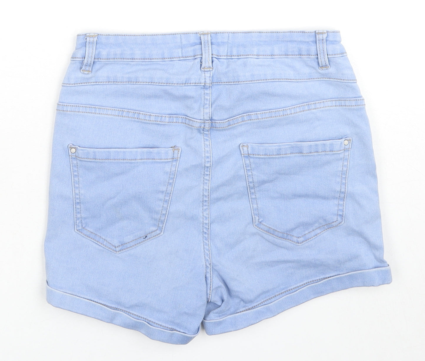New Look Womens Blue Cotton Hot Pants Shorts Size 8 L3 in Regular Zip