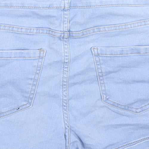 New Look Womens Blue Cotton Hot Pants Shorts Size 8 L3 in Regular Zip