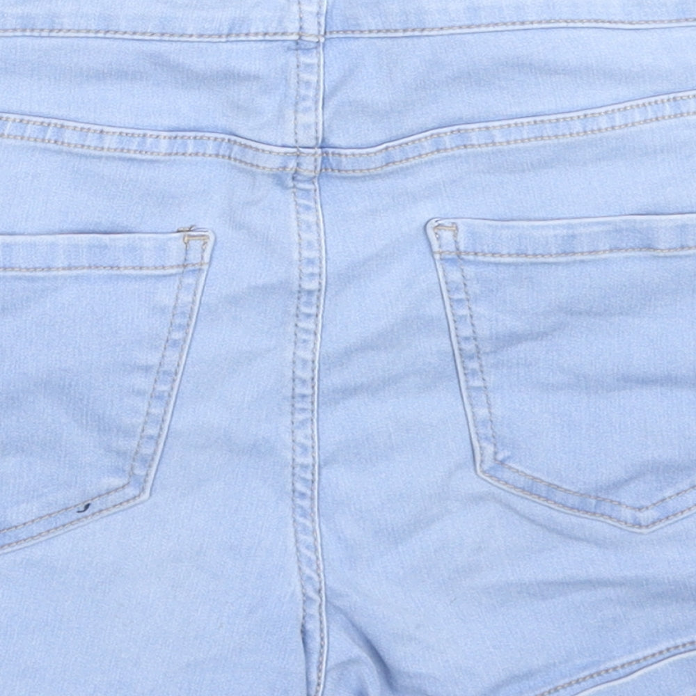 New Look Womens Blue Cotton Hot Pants Shorts Size 8 L3 in Regular Zip