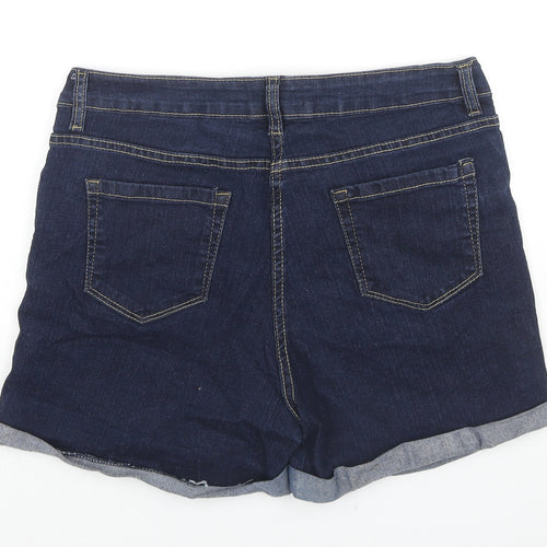 PEP&CO Womens Blue Cotton Mom Shorts Size 14 L4 in Regular Zip