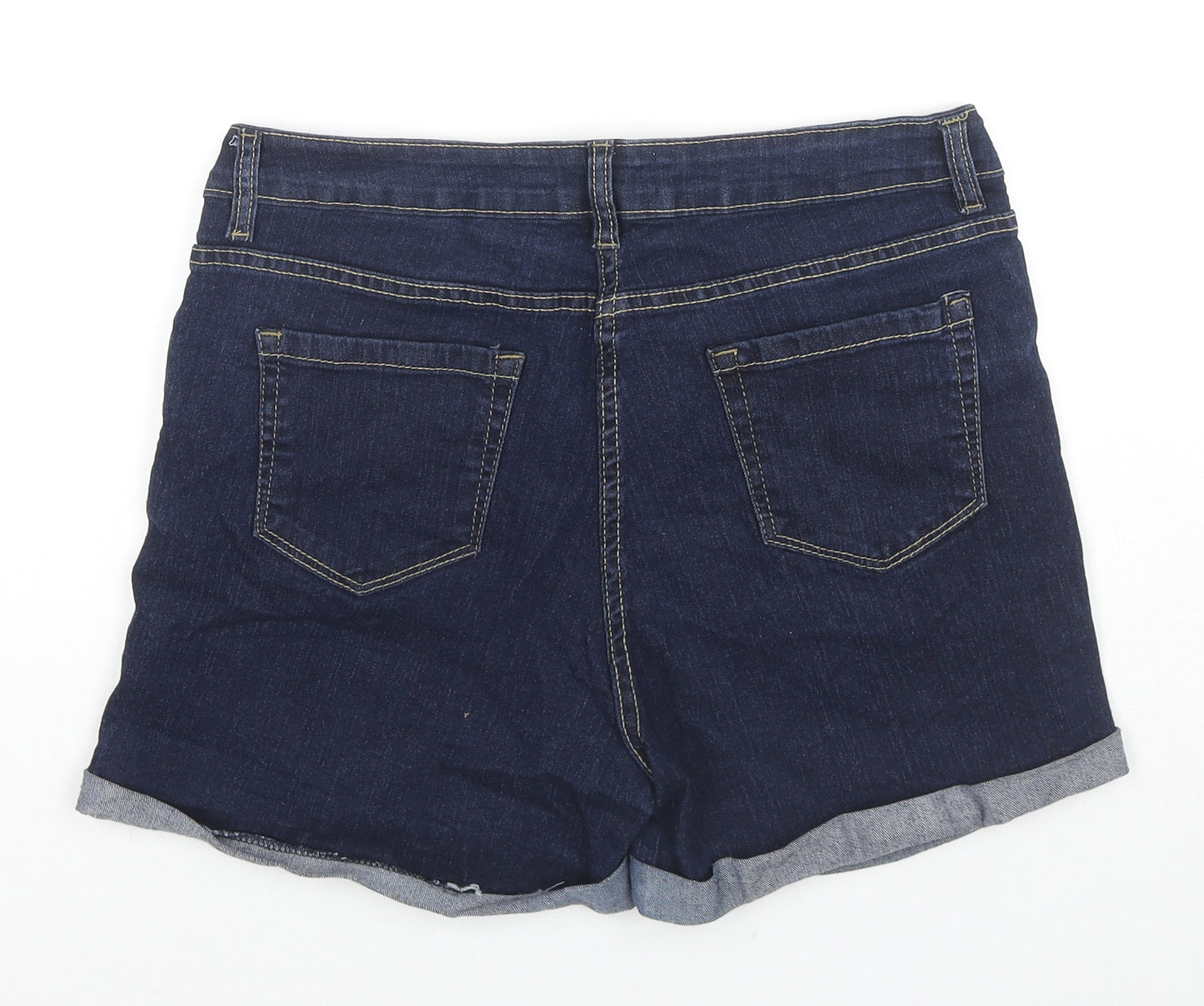 PEP&CO Womens Blue Cotton Mom Shorts Size 14 L4 in Regular Zip