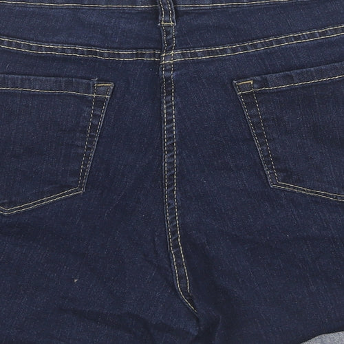 PEP&CO Womens Blue Cotton Mom Shorts Size 14 L4 in Regular Zip