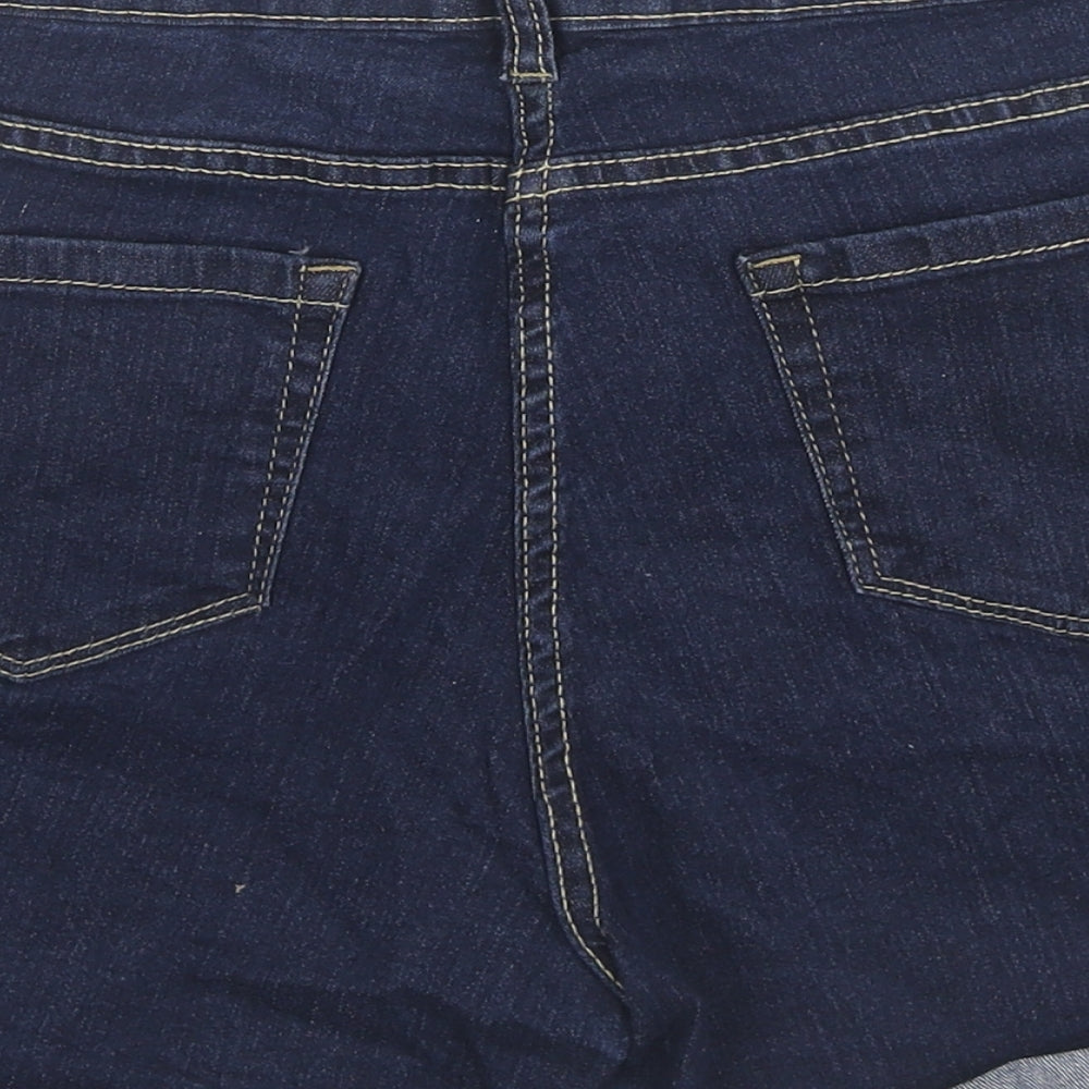 PEP&CO Womens Blue Cotton Mom Shorts Size 14 L4 in Regular Zip