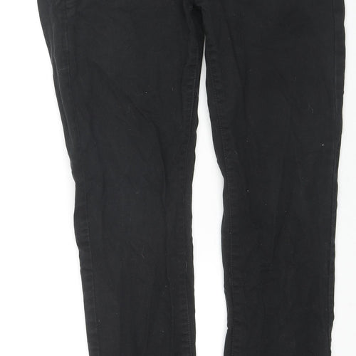 Topman Mens Black Cotton Trousers Size 32 in L30 in Regular Zip