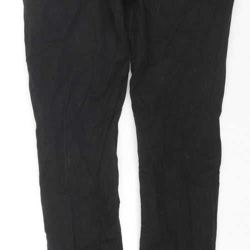 Topman Mens Black Cotton Trousers Size 32 in L30 in Regular Zip