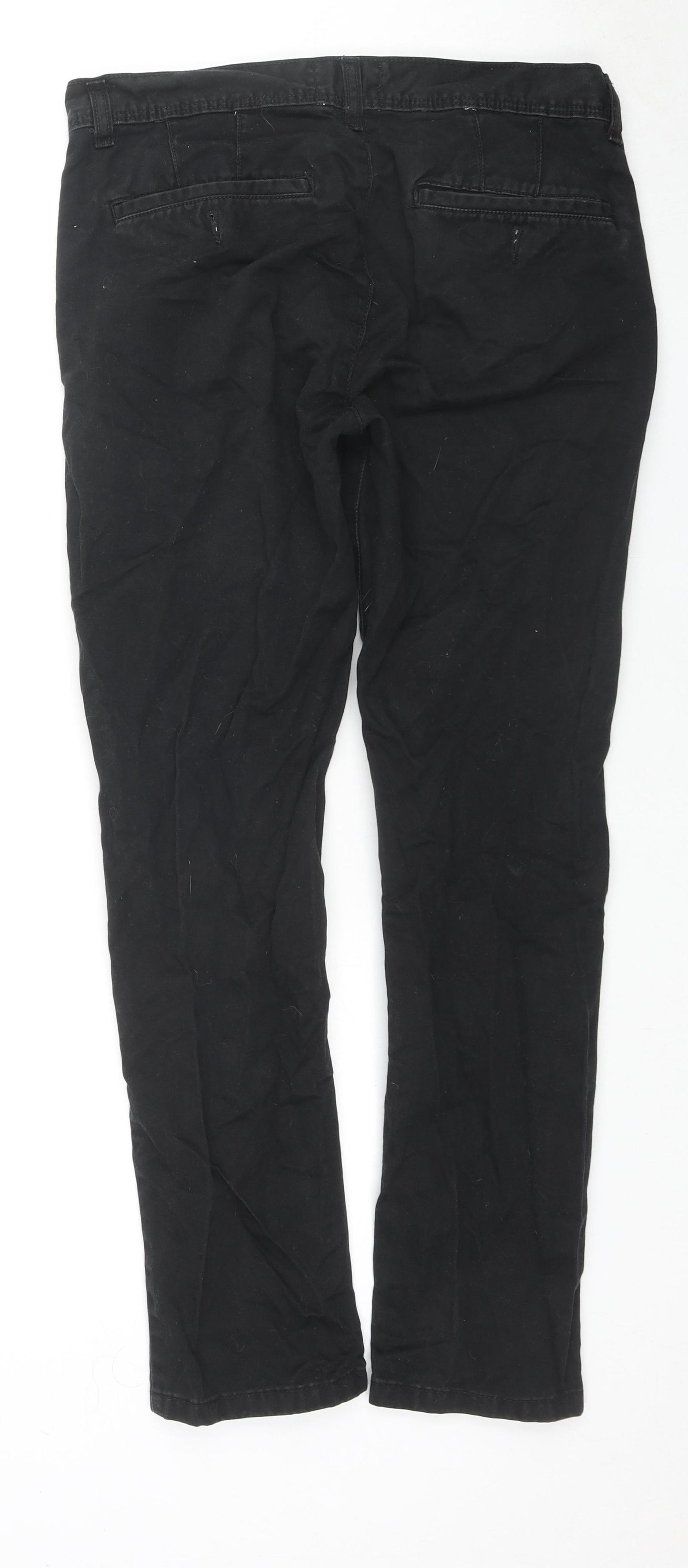 Topman Mens Black Cotton Trousers Size 32 in L30 in Regular Zip