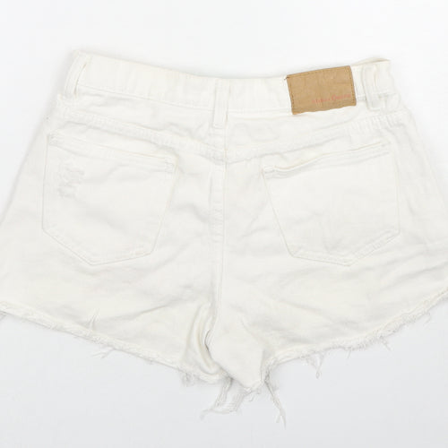 Moses Queen Womens White Cotton Hot Pants Shorts Size M L3 in Regular Zip