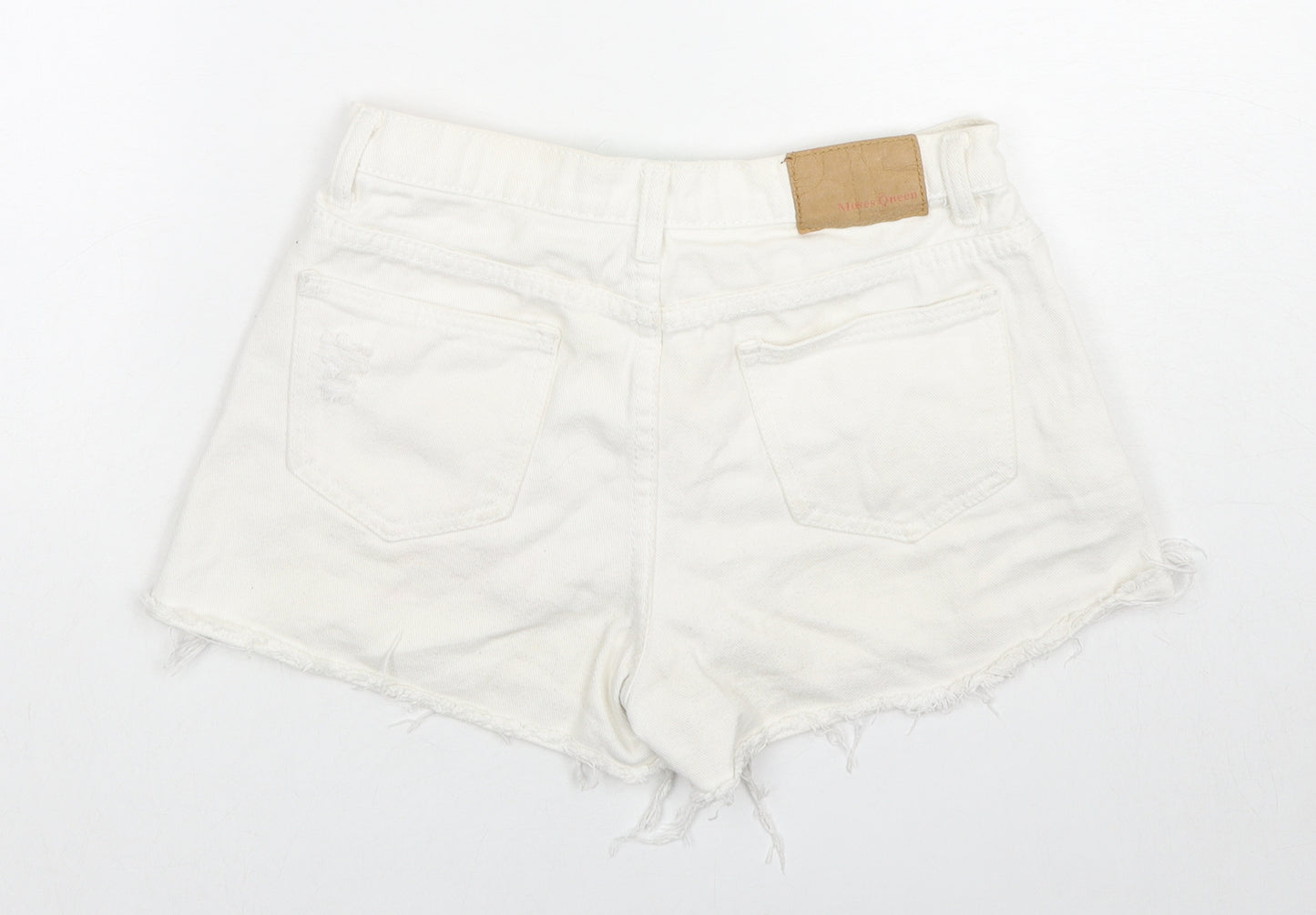 Moses Queen Womens White Cotton Hot Pants Shorts Size M L3 in Regular Zip