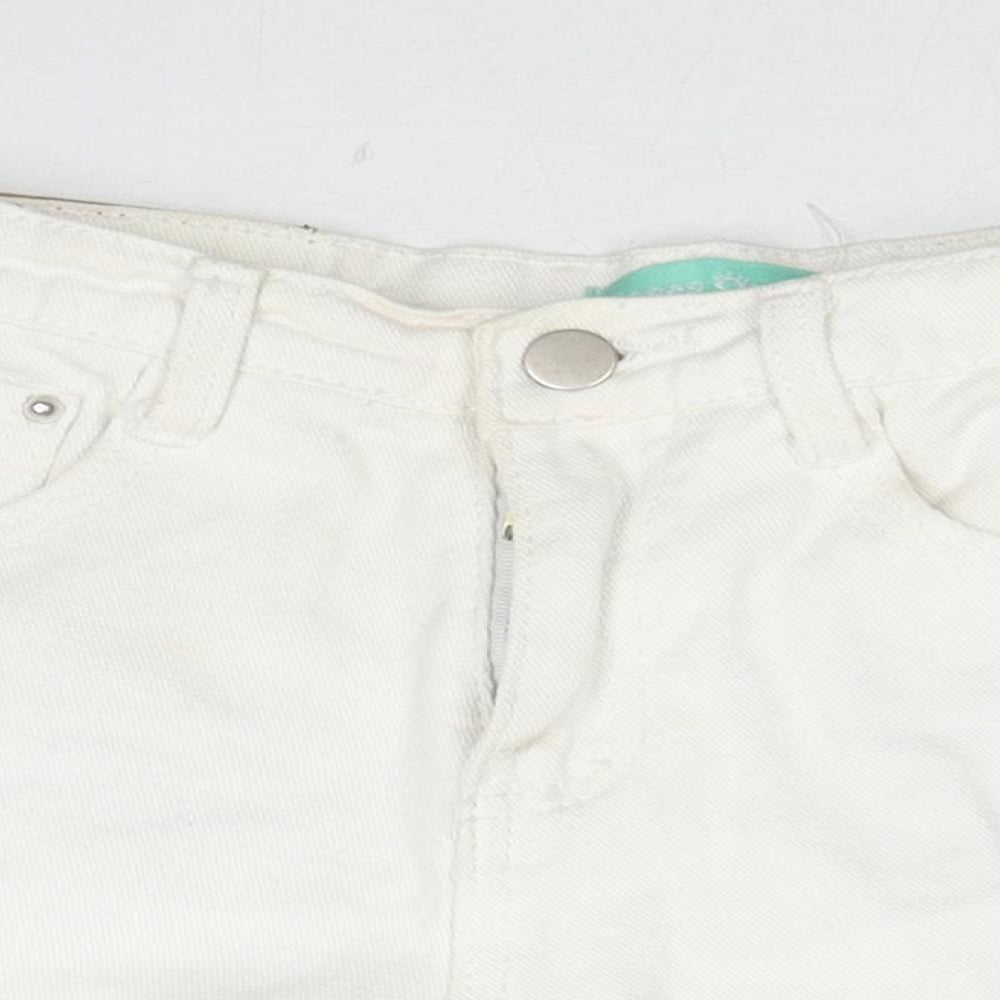 Moses Queen Womens White Cotton Hot Pants Shorts Size M L3 in Regular Zip