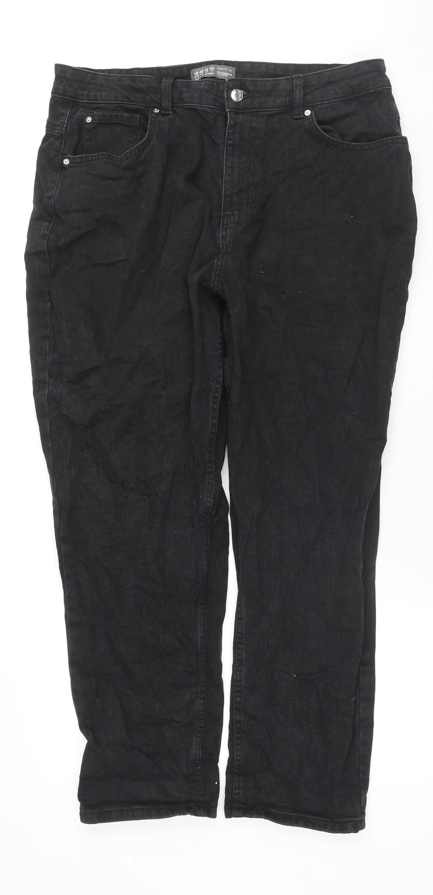 Denim & Co. Womens Blue Cotton Straight Jeans Size 18 L27 in Regular Zip
