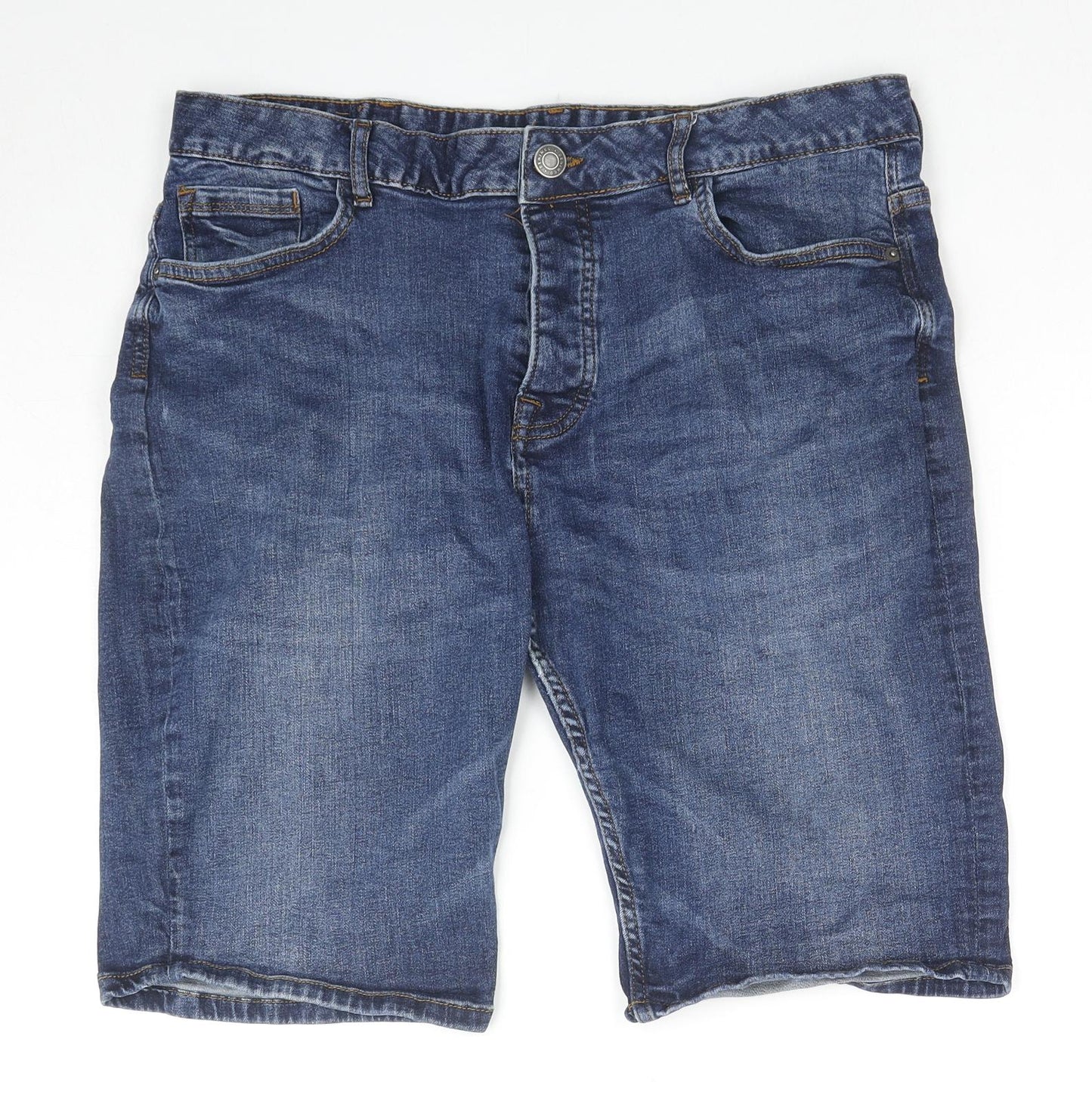 Denim & Co. Mens Blue Cotton Chino Shorts Size 38 in L10 in Regular Zip
