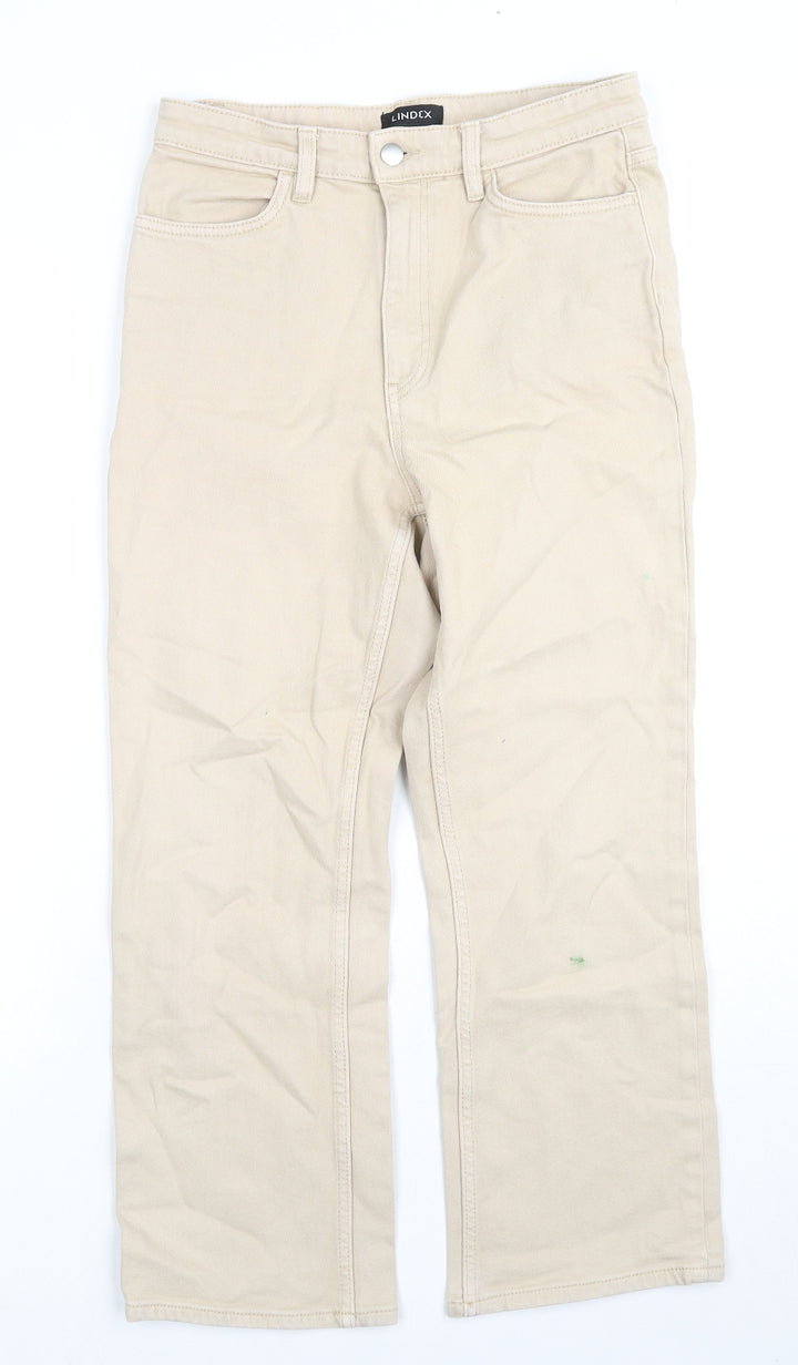 Lindex Womens Beige Cotton Straight Jeans Size 12 L24 in Regular Zip