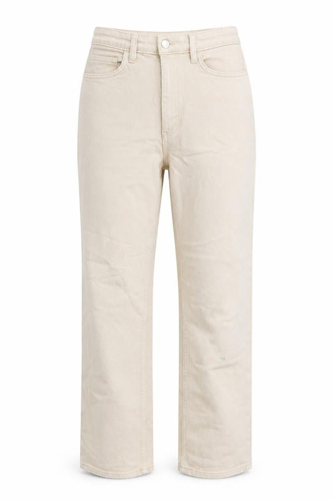Lindex Womens Beige Cotton Straight Jeans Size 12 L24 in Regular Zip