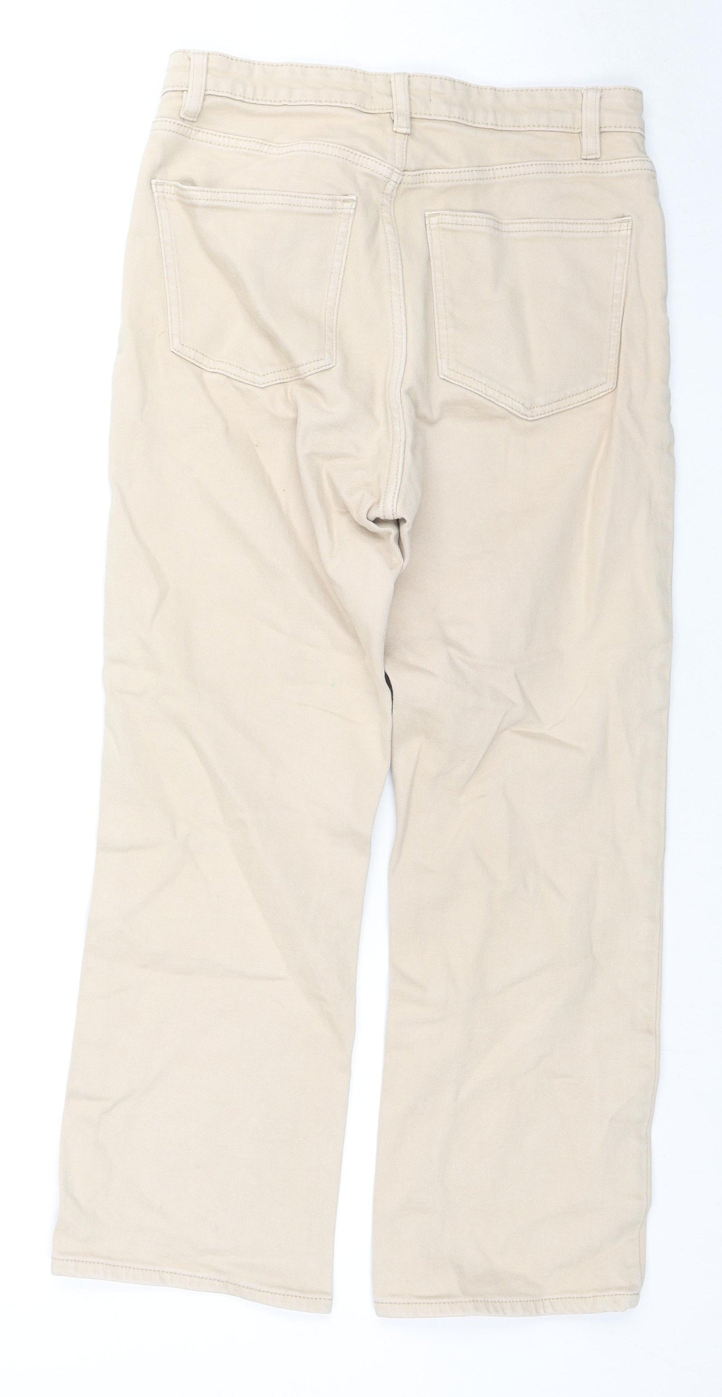 Lindex Womens Beige Cotton Straight Jeans Size 12 L24 in Regular Zip