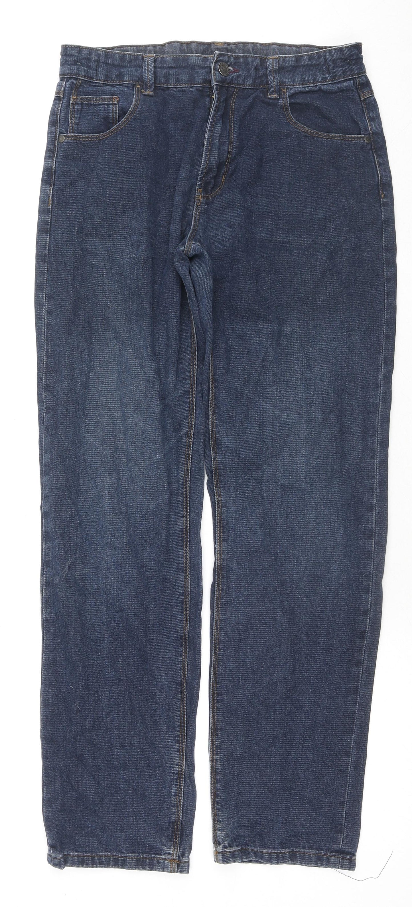 George Boys Blue Cotton Straight Jeans Size 13-14 Years L29 in Regular Zip