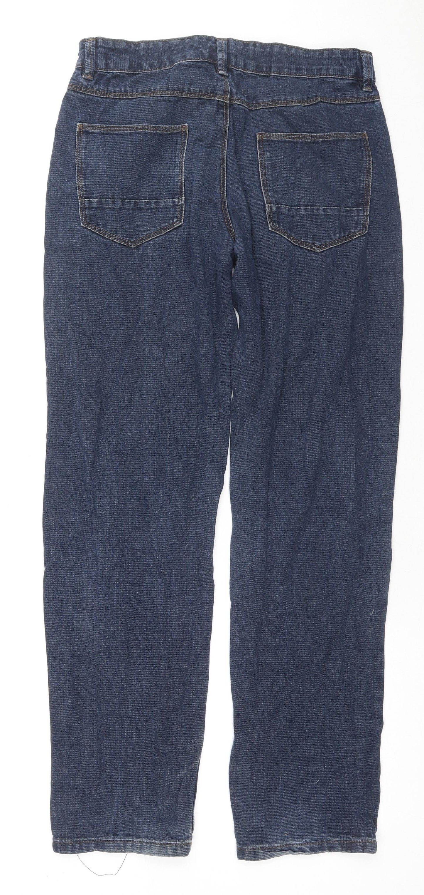 George Boys Blue Cotton Straight Jeans Size 13-14 Years L29 in Regular Zip