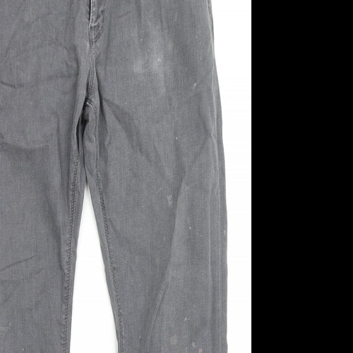 Marks and Spencer Mens Grey Cotton Straight Jeans Size 34 in L29 in Regular Zip