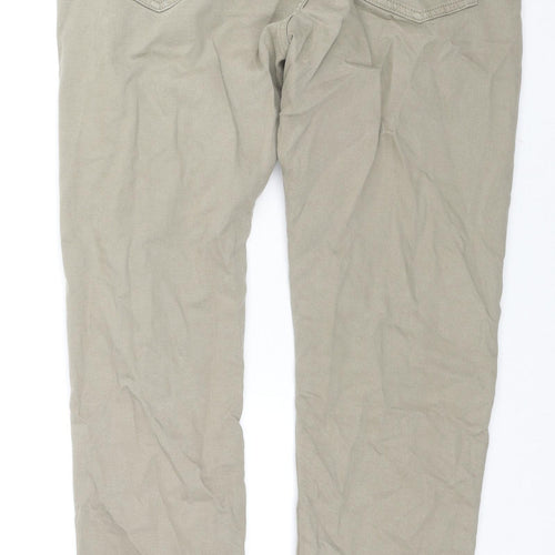 Marks and Spencer Mens Beige Cotton Straight Jeans Size 36 in L33 in Regular Zip